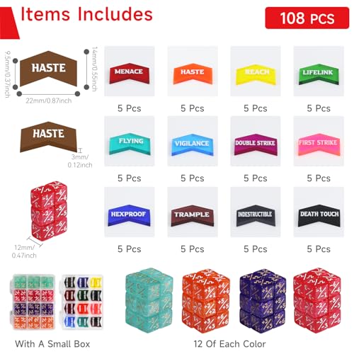 108PCS 12mm MTG Counter Dice +1