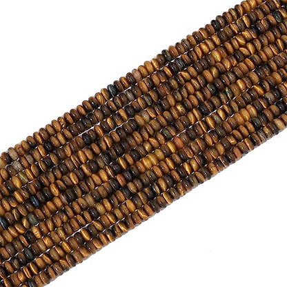 Natural Yellow Tiger Eye Disk Stone Beads 4x2mm 160pcs Rondelle Loose Semi Gemstone Beads for Jewelry Making Design (160 Count)