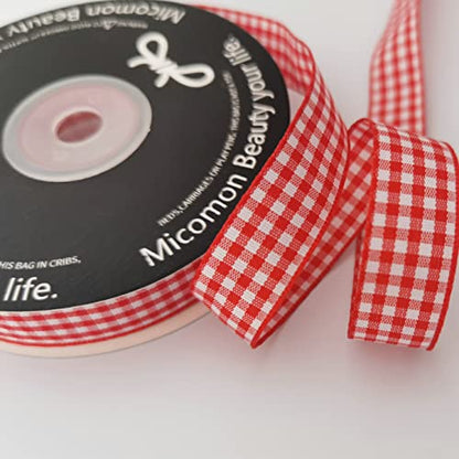 Red and White 100% Polyester Gingham Ribbon 25 Yards Each Roll (75 Foot)