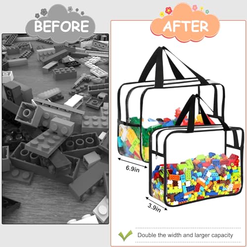 6 Large Toy Storage Bags with Labels Reusable Clear Toy Organizer 3L & 3XL (6 Count)