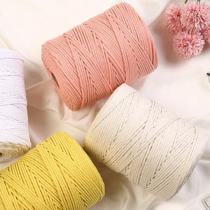 Macrame Cotton Cord 4mm x 328yards Natural Macrame Cord for Yarn for Plant Hanger Wall Hanger Dreamcatcher