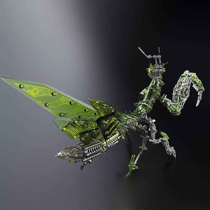 Metalkitor 3D Metal Puzzles for Adults, Giant Mantis Model Kit with Magic Wand - Steampunk DIY Ornament - Assembly Jigsaw Craft Brain Teaser - Perfect Room Decor and Gift Choice(1200+PCS, Grass Green)
