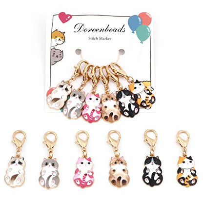 6Pcs Cat Stitch Marker Charms for Crocheting and Knitting