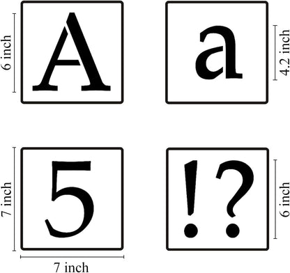 6 Inch Alphabet Letter Stencils for Painting - 70 Pack Letter and Number Stencil Templates with Signs for Painting on Wood, Reusable Letters and Numbers Stencils for Chalkboard Wood Signs & Wall Art