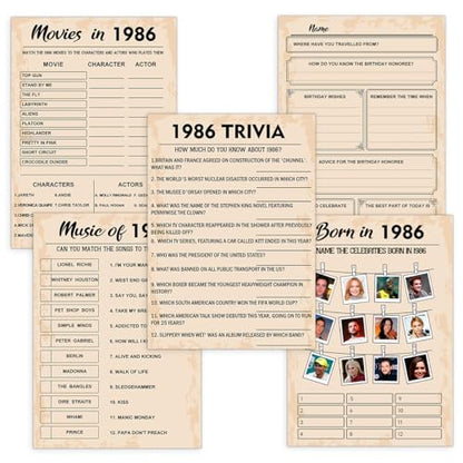 40th Birthday Party Games (5 Count)