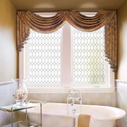 Moroccan Lattice Window Privacy Film Stained Glass 17.7in X 118.1in