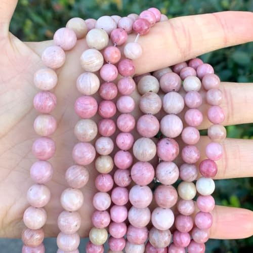 45pcs Adabele Natural Pink Rhodonite Gemstone 8mm Round Beads (46 Count)