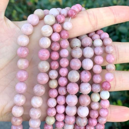 120pcs Adabele Natural Pink Rhodonite Gemstone 6mm Round Beads (124 Count)