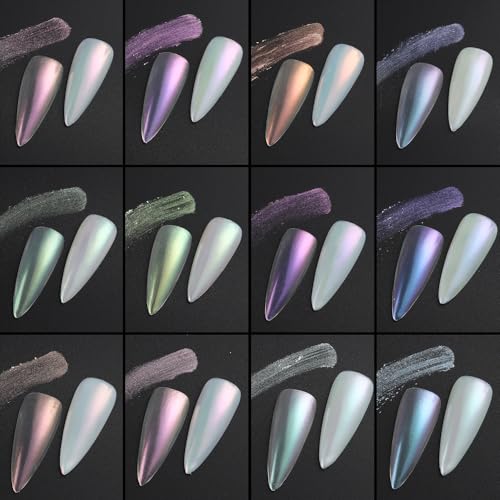 12 Jars Mermaid Chrome Nail Powder (2.7 Ounce)