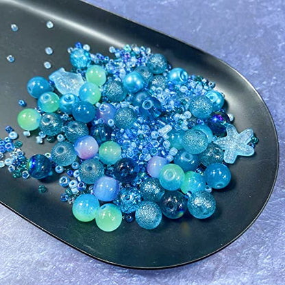 Assorted Glass Resin Beads Multi Size Colors Smooth Cracked Gravel Millet Spacer Beads for Bracelets Necklace Earring DIY Jewelry Making Craft