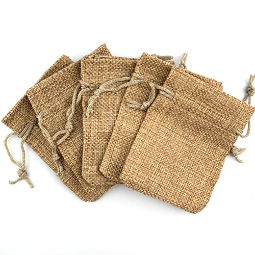 Pack Of 25 Burlap Gift Bags with Drawstring Linen Jewelry Pouches Wedding Hessian Jute Bags for Birthday and Treat Pouches Party Wedding Favors Gift