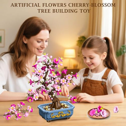 Flower Cherry Blossom Building Set 2 in 1 Bonsai Tree for 8 (775 Count)