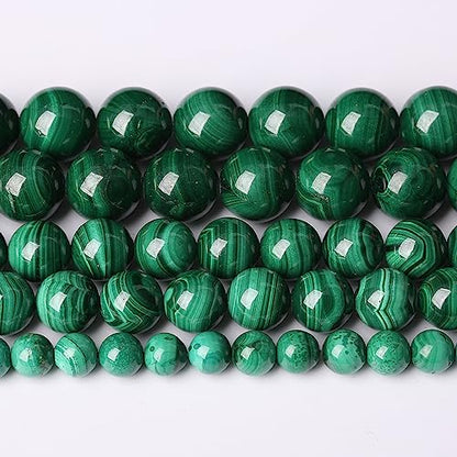 19pcs 10mm Natural Green Malachite Beads AAA Gemstone Round Loose Beads for Jewelry Making DIY Bracelets Necklaces Crystal Energy Healing Stone Beads 7.5"
