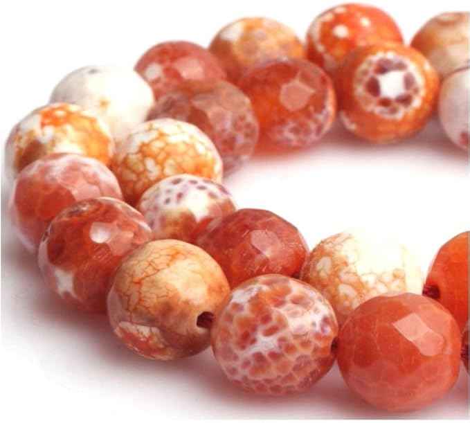 35pcs Adabele Natural Faceted Red Fire Agate Healing Gemstone 10mm Round Loose Beads Gem Stone Spacer for DIY Craft Jewelry Making GH4-10