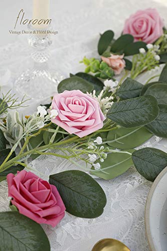 Artificial Flowers 25pcs Real Looking Blush Pink Ombre Colors Foam Fake Roses with Stems for DIY Wedding Bouquets Bridal Shower Centerpieces Floral Arrangements Party Tables Home Decorations (25 Count)