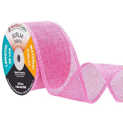 2 Inch Wide Pink Burlap Ribbon for Crafts