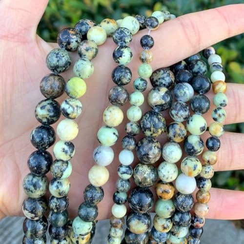 120pcs Adabele Natural African Yellow Turquoise Gemstone 6mm Round Beads (124 Count)