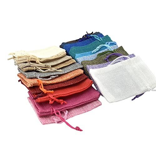 Pack of 20 Burlap Gift Bags with Drawstring Linen Jewelry Pouches Wedding Jute Bags for Jewelry and Treat Pouches Birthday Party Wedding Favors Gift