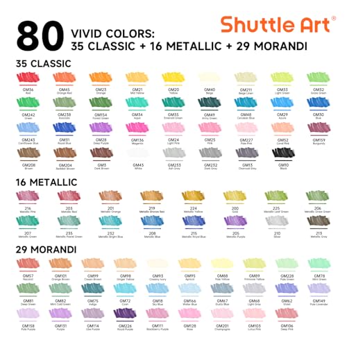 80 Colors Dual Tip Acrylic Paint Markers (80 Count)