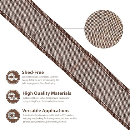 2 1 2 Inch Wide Brown Burlap Ribbon (60 Foot)