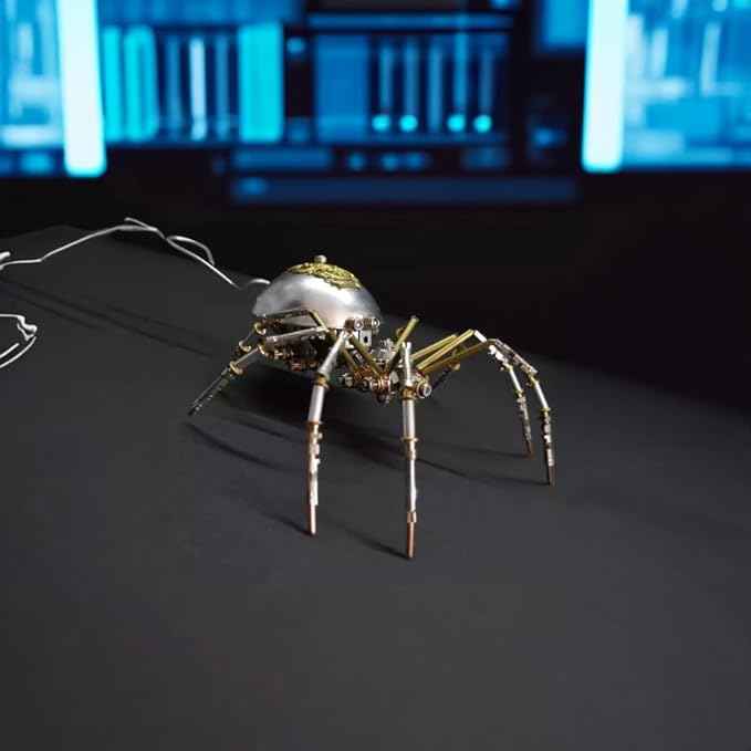 Steampunk Metal Insect Bug Mechanical Sculpture Insect 3D Metal Puzzle Spider Model Handmade for Man Entomology Learning,Gifts for Birthday(Long-Tailed Spider)
