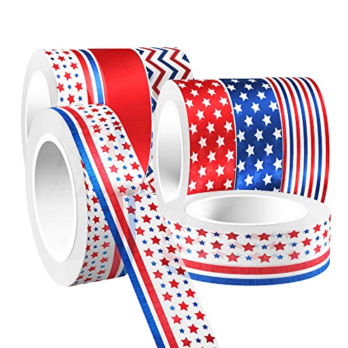 Washi Tape 12 Rolls Washi Tape Set Patriotic Packing Tape American Flag Washi Masking Tape Decorative Paper Stickers Decorative Tape for Gifts Wrapping DIY Art Crafts (200 Foot)