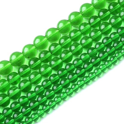 60pcs 6mm Smooth Green Crystal Glass Quartz Beads Round Loose Beads for Jewelry Making DIY Bracelet Necklace 15" Energy Healing Power Stone Beads