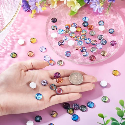 100Pcs Printed Glass Cabochons for Jewelry Making (100 Count)