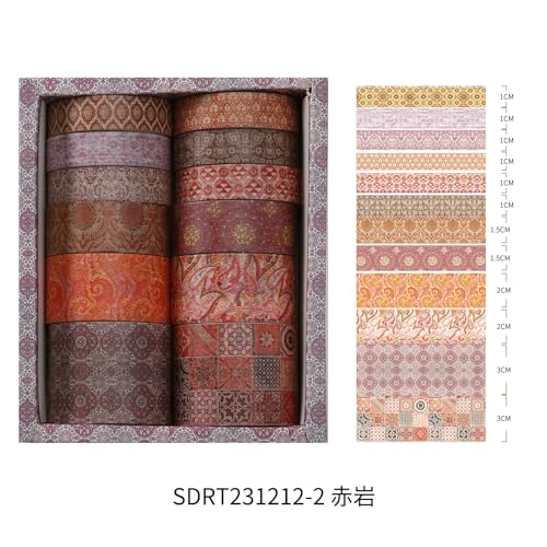 12 Rolls Exotic Charm Washi Tape Set Floral Arts Adhesive Tapes Geometric Garden Decorative Masking Tape Sets for Craft (12 Count)