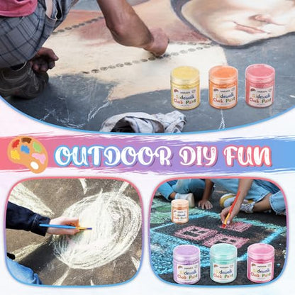 9 Pcs Sidewalk Chalk Non Toxic Paint Kit Washable Powdered Chalks Mix in Water 9 Vibrant Colors with Paintbrush for Creative Sidewalk and Chalkboard Fun (11 Count)