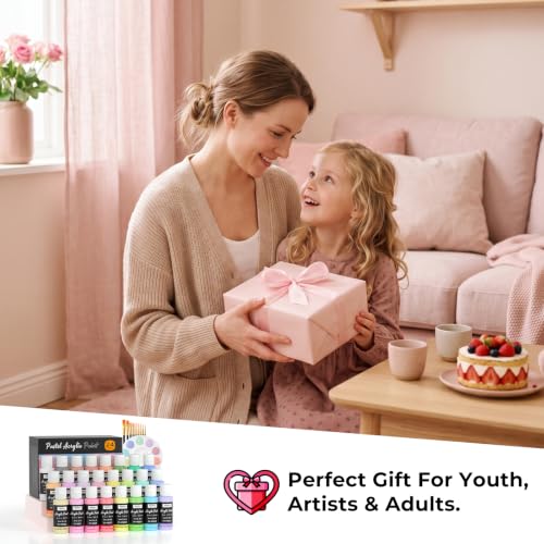 24 Colors Pastel Acrylic Paint Set (48 Fl Oz)