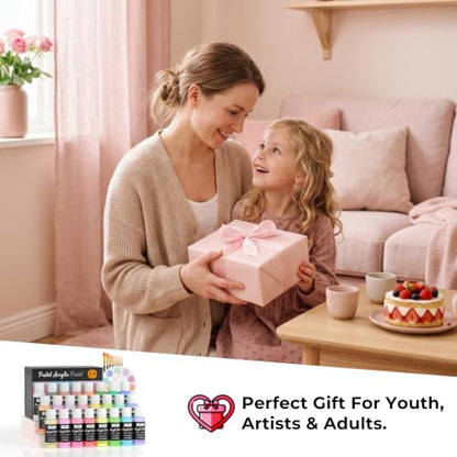 24 Colors Pastel Acrylic Paint Set (48 Fl Oz)