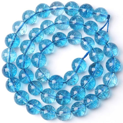 6MM Blue Crystal Quartz Beads Natural Gemstone Round Loose Stone Beads for Jewelry and Bracelets Making 60pcs 1 Strands 16"