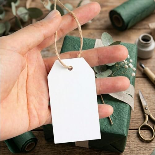 200 PCS Paper Gift Tags with Free 200 PCS Cotton Strings (200 Count)