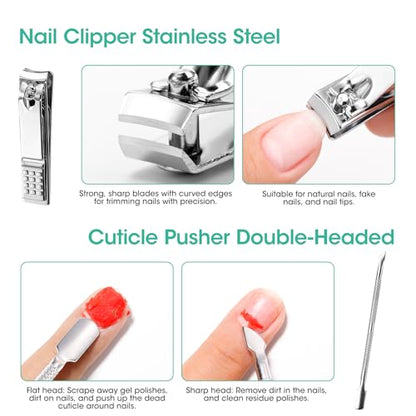Nail Cleanser Pads 50PCS with 10PCS Manicure Tools Kit (50 Count)