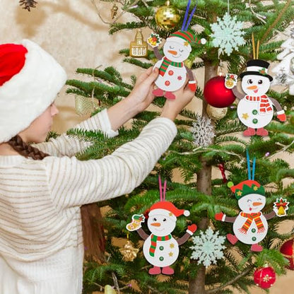 12 Pack Snowman Craft Kits for Kids Make You Own Snowman Foam Stickers Ornament DIY Christmas Arts and Crafts for Chirstmas Party Supplies Winter Christmas Tree Decoration (12 Count)