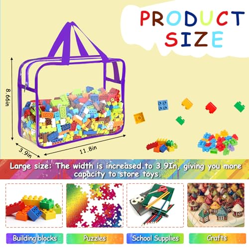 6 Colors Large Toy Storage Bags Reusable Clear Toy Organizer with Labels (6 Count)