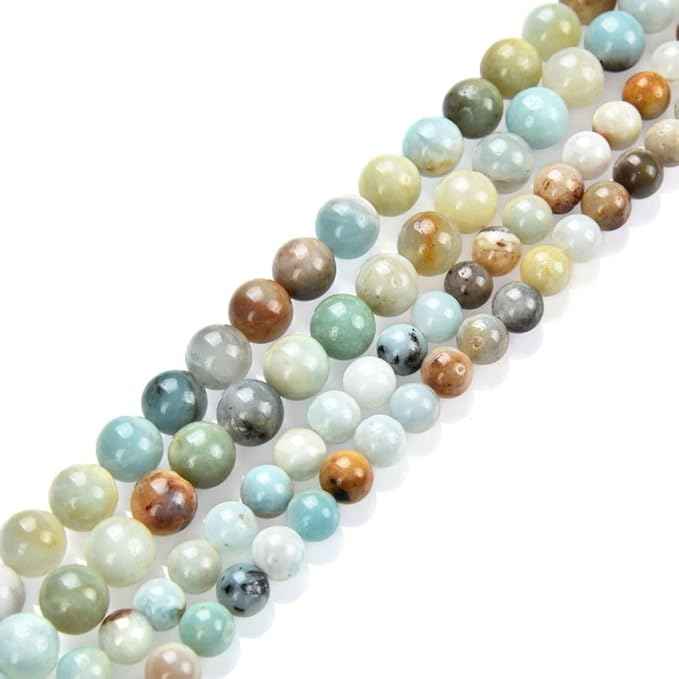 60pcs Adabele Natural Multi-Color Amazonite Healing Gemstone 6mm (0.24 inch) Round Loose Beads Gem Stone Spacer for Craft Jewelry Making GF3-6