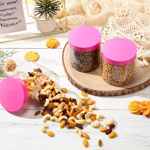 12 Pack 16 oz Plastic Container Jars with Lids Round Clear Travel Cosmetic Container Slime Jars for Toiletries (12 Count)