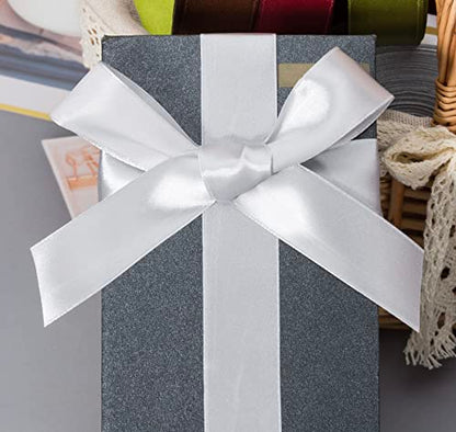 1 Inch Silver Solid Satin Ribbon for Gift Wrapping (150 Foot)