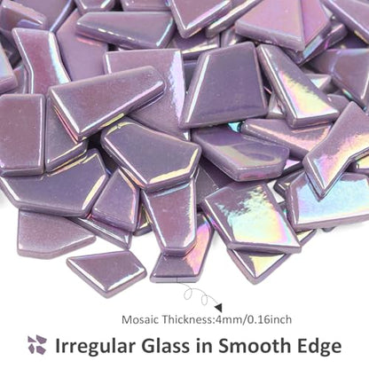 Iridescent Purple Glass Mosaic Tiles for Crafs Bulk (7.05 Ounce)