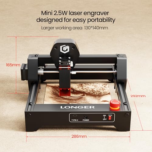 RAY5 Laser Engraver 2500mW High Precision 0.04 * 0.04mm Laser Cutter and Engraving Machine 130x130mm Working Area Mini Portable Laser Engraver for Wood Metal Acrylic Glass
