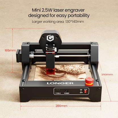 RAY5 Laser Engraver 2500mW High Precision 0.04 * 0.04mm Laser Cutter and Engraving Machine 130x130mm Working Area Mini Portable Laser Engraver for Wood Metal Acrylic Glass