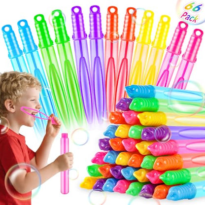 Bubble Wands 66 Piece in 6 Colors (4 Ounce)