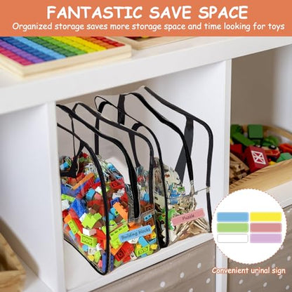 6 Packs Large Toy Storage Bags with Labels (6 Count)