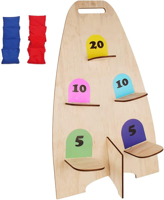 NI-ROU Vertical Cornhole Game with 8pcs Bags Wood Bean Bag Toss Games for Kids and Adults Outdoor & Indoor Use