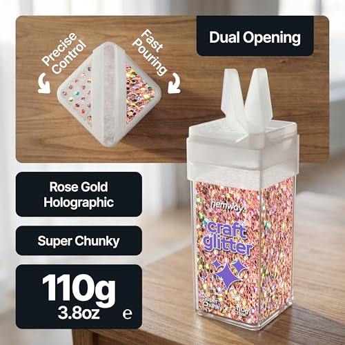 Craft Glitter Shaker Rose Gold Holographic 110g Super Chunky (3.9 Ounce)