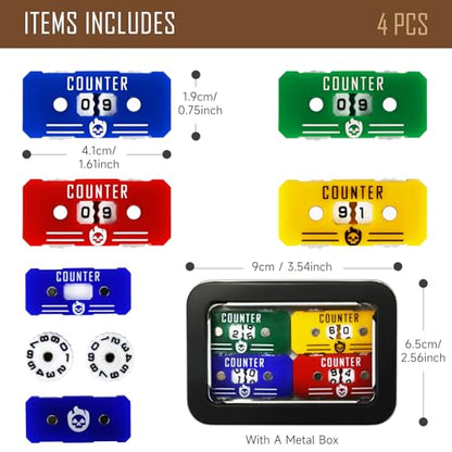4Pcs MTG Life Counter with Metal Box