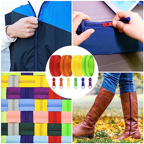 13.5 Yards 6 Pieces Sewing Zippers #5 Nylon Coil Zippers Assorted Zipper for Sewing with 24 Zipper Sliders for DIY Tailor Sewing Crafts Supplies (6 Count)