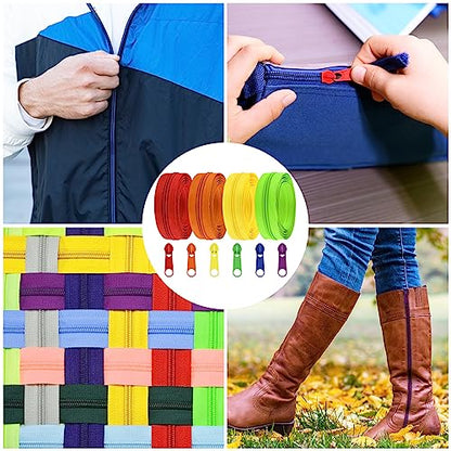13.5 Yards 6 Pieces Sewing Zippers #5 Nylon Coil Zippers Assorted Zipper for Sewing with 24 Zipper Sliders for DIY Tailor Sewing Crafts Supplies (6 Count)